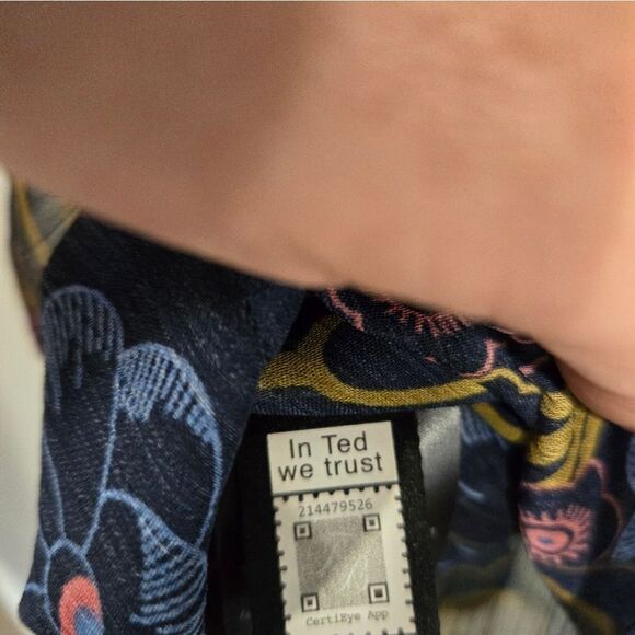 🐢 Ted Baker Juvena Floral Printed waterfall ruffle long sleeve top.  Size 1. - Picture 8 of 16